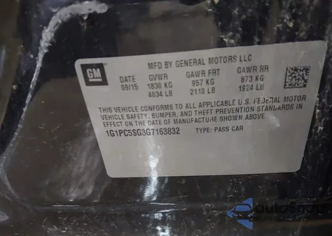 2016 Chevrolet Cruze Limited Ls Auto из США, поврежденный, VIN 1G1PC5SG3G7163832